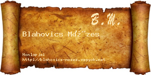 Blahovics Mózes névjegykártya